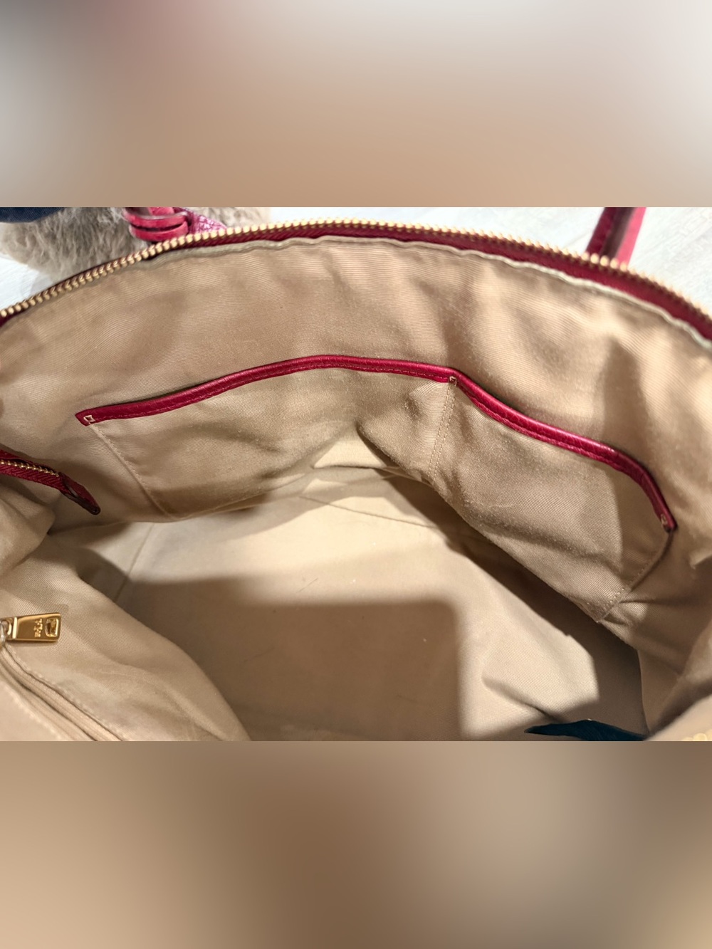 Ralph Lauren Burgundy Pebbled Leather Satchel with Gold Hardware - Picture 13 of 15